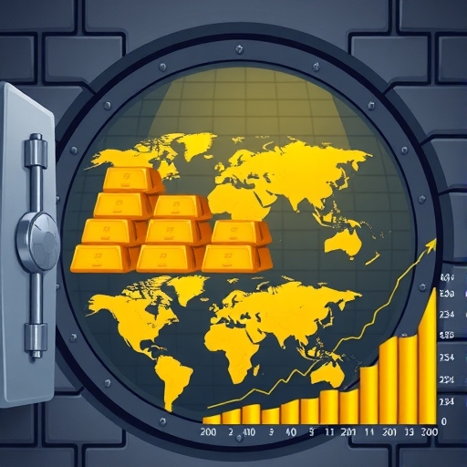 世界地圖突顯黃金儲備