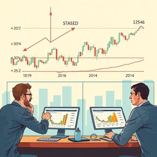 交易者正在分析價格差異的藝術插圖