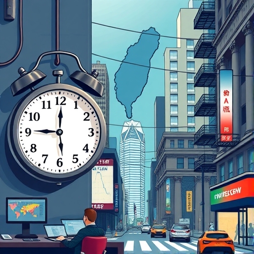 一位交易員正在分析圖表,背景有台灣地圖