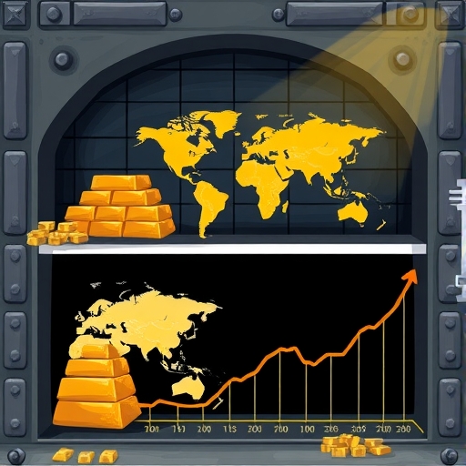 一個安全金庫中的金條堆疊