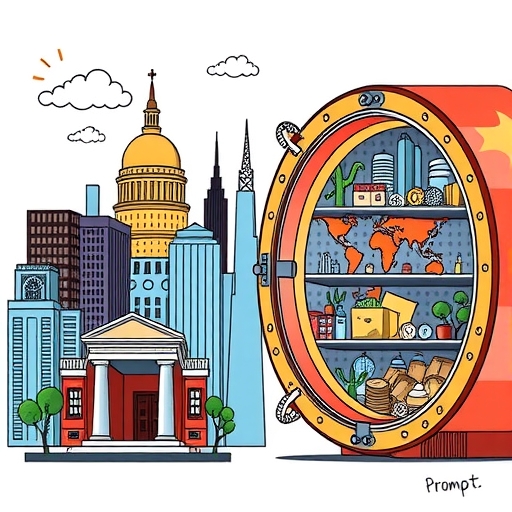 描述策略性經濟規劃的插圖,顯示著圖表和地圖,展示全球投資。