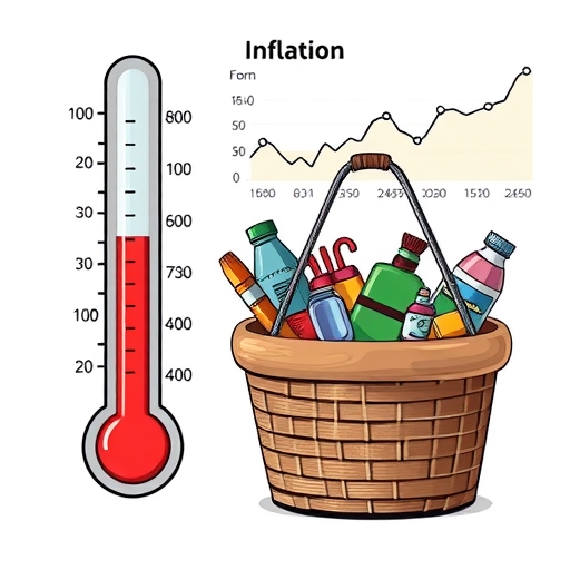 一個裝滿日常必需品的購物籃插圖