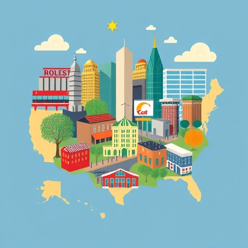 美國市場上繁榮的小型企業的插圖