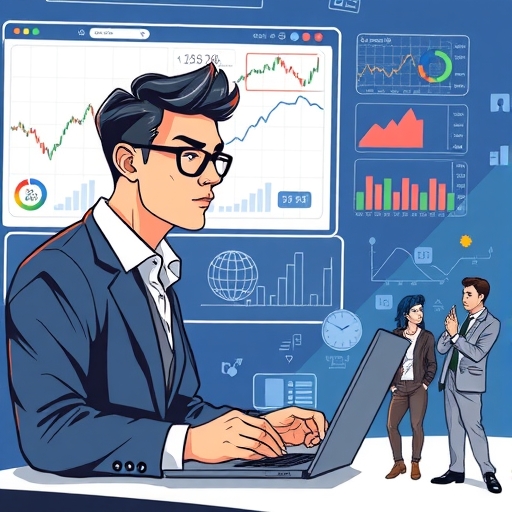 一位男子正在街頭交易股票