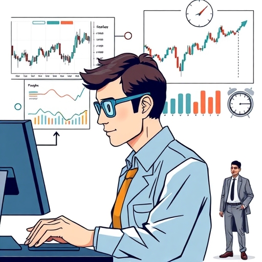 一位交易員正在分析市場數據