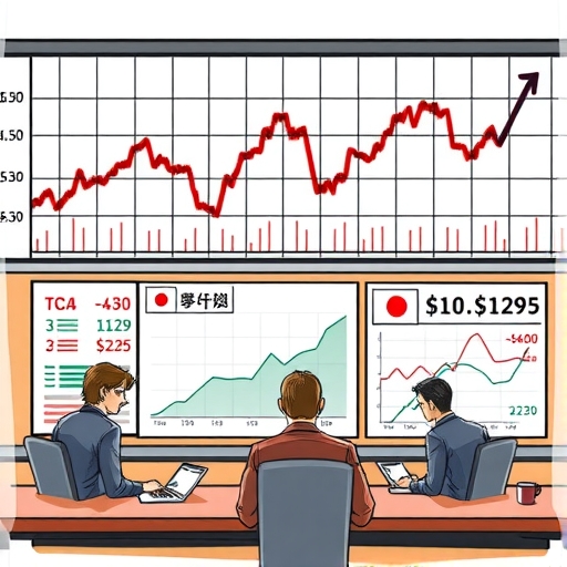 投資者正在分析日元趨勢,手上拿著數據和圖表。