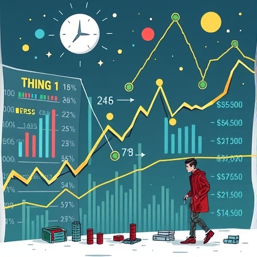 股市的市場趨勢與價格變動的視覺隱喻。