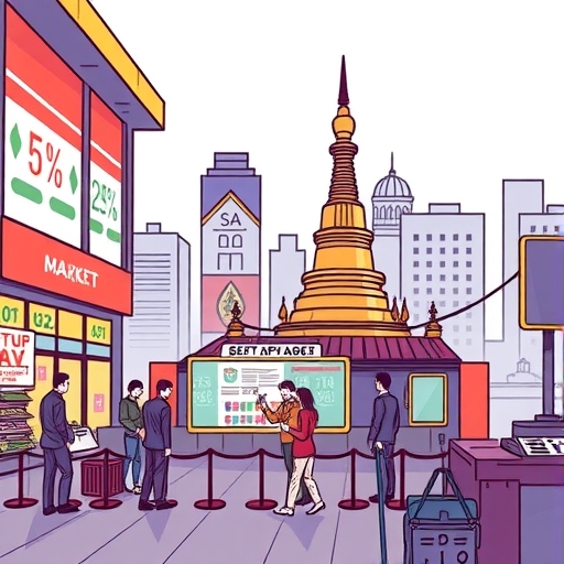 泰國的貨幣兌換市場場景