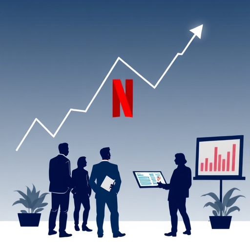 一張顯示奈飛股價上升的股市圖表