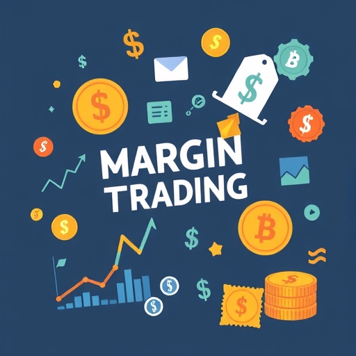 保證金交易的概念插圖,包含金融符號