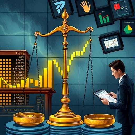 一個風暴中的市場場景,黃金閃耀著光芒