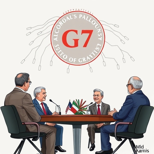 七國集團領導人在會議中討論經濟策略