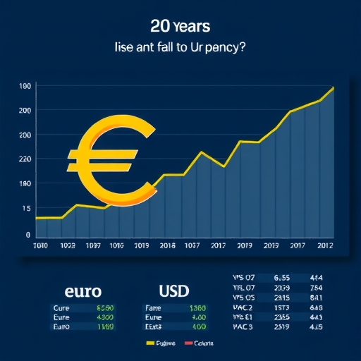 顯示歐元對美元的歷史數據圖表