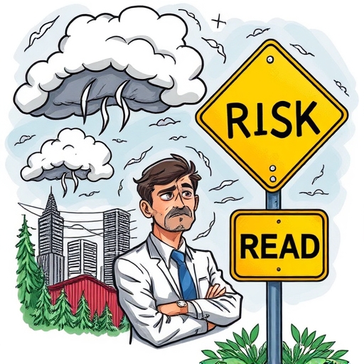 金融市場中風雨交加的天空和下跌的股市