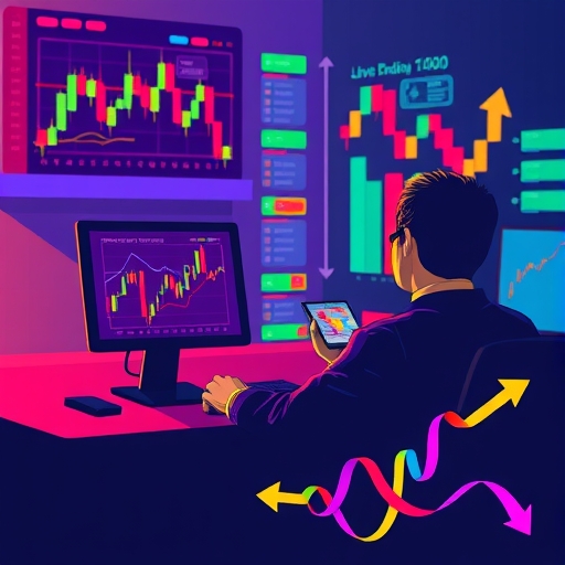 一位交易者正在分析市場圖表與蠟燭圖模式