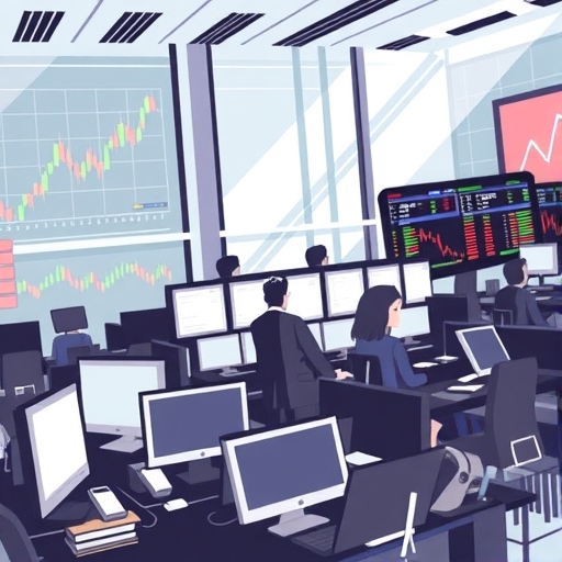 日內交易者正在監控股票圖表