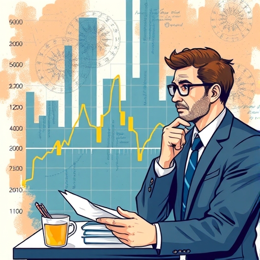 一位深思的投資者在分析財務數據