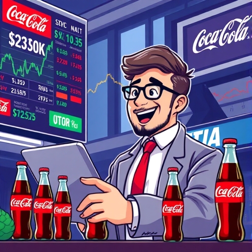 愉快的投資者正在分析可口可樂股票的表現