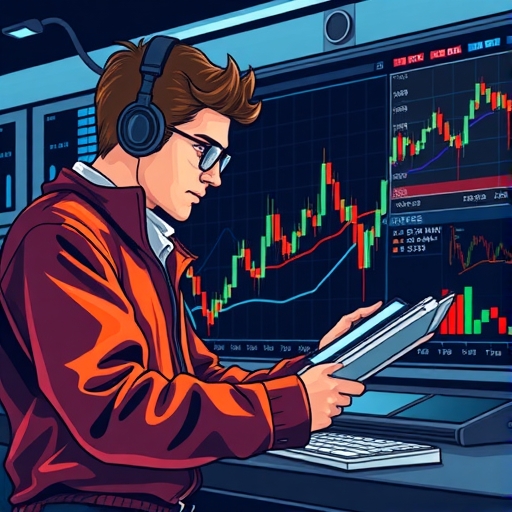 一位男子正在街頭交易股票