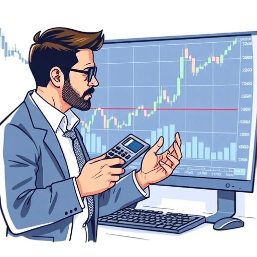 一位分析圖表的交易者專注於風險管理工具