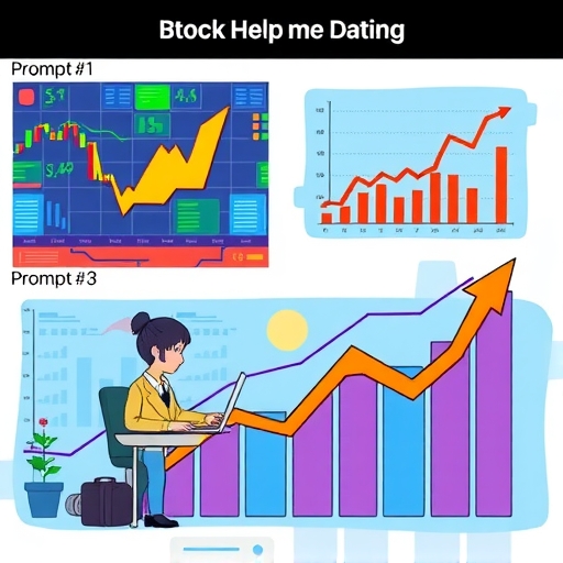 一幅生動的股市場景,顯示著多彩的圖表和走勢圖。