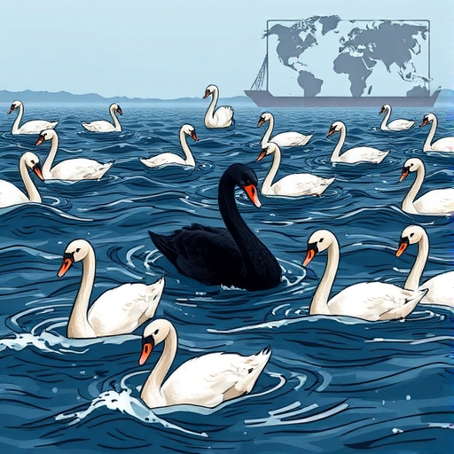 暴風雨海洋象徵著全球金融的不確定性