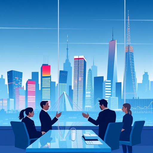 繁榮的城市天際線映射經濟繁榮與創新