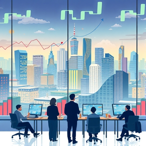 金融市場的動態圖表與增長指標