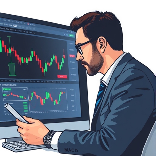 一個視覺化的 MACD 公式展示,顯示趨勢線與振盪器