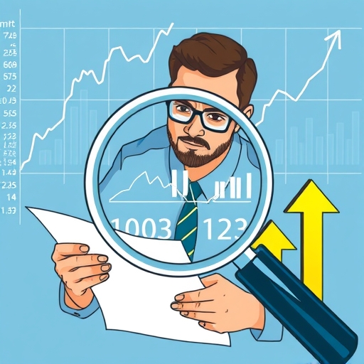 放大鏡聚焦於數字和金融符號的圖像