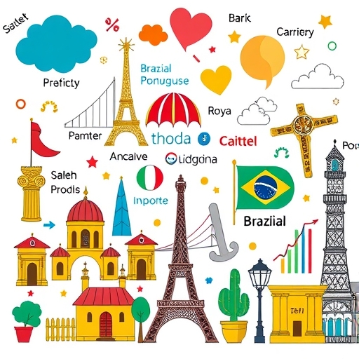 巴西與歐洲葡萄牙文化元素插圖