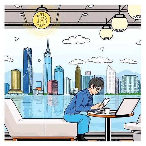 在咖啡廳使用手機進行OTC交易的交易者