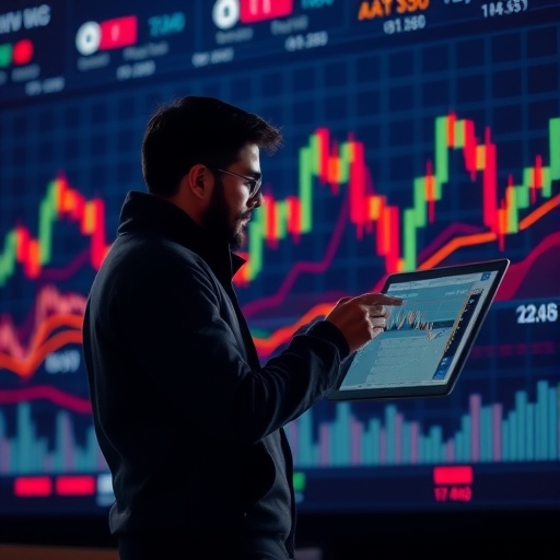 一位交易者正在分析股市圖表上的均線