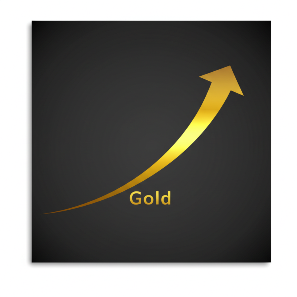 一隻金牛和一隻銀熊站在翹翹板的兩端,象徵黃金(牛市)和美元(熊市)在金融市場中的價格波動。