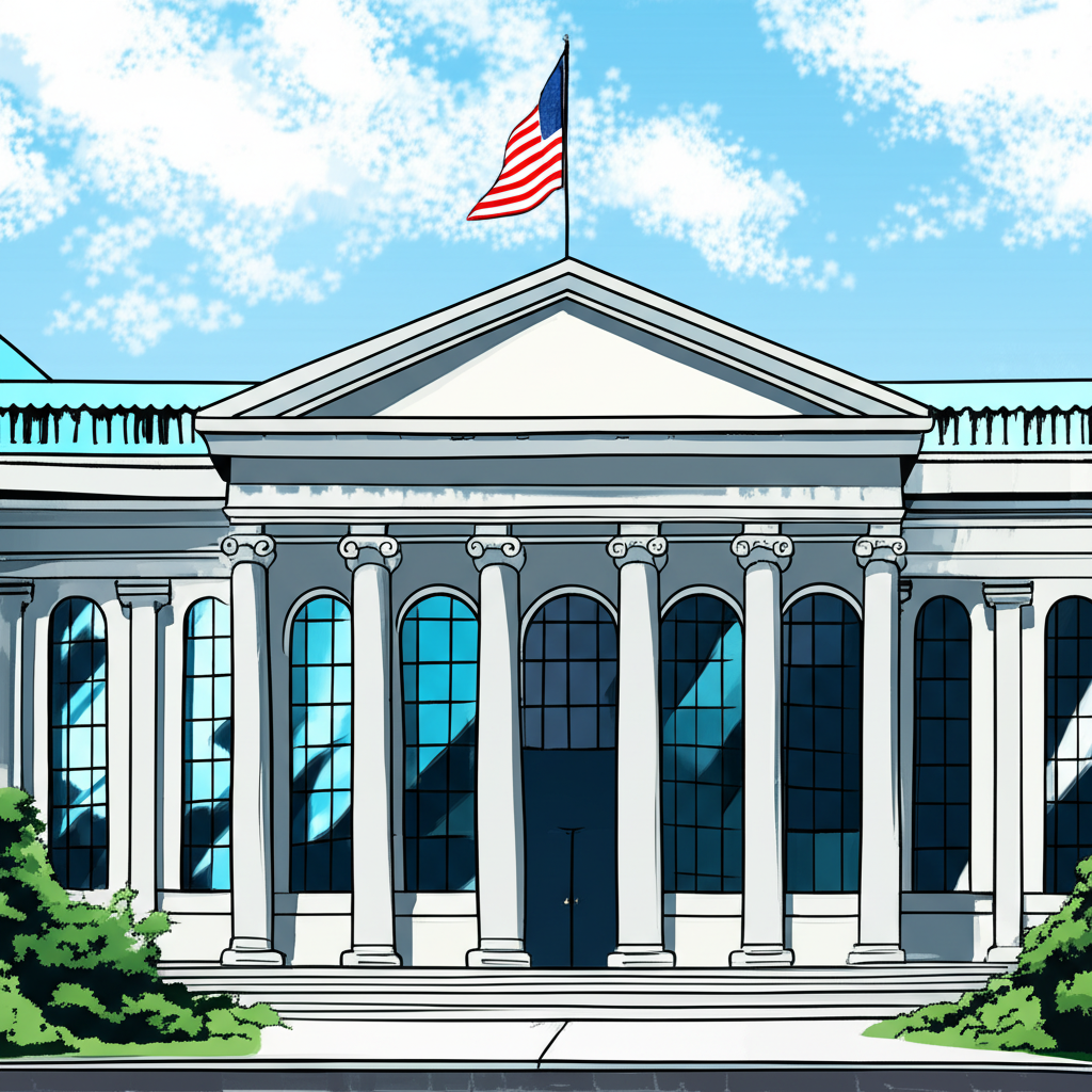 一位男子正拿著放大鏡仔細觀察金融圖表上的市場趨勢,圖表顯示熊市下跌趨勢。