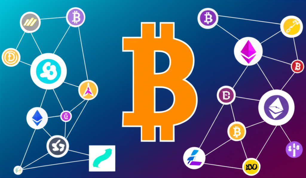 數位藝術插畫,各種加密貨幣符號從一個傳統小豬撲滿中湧出。