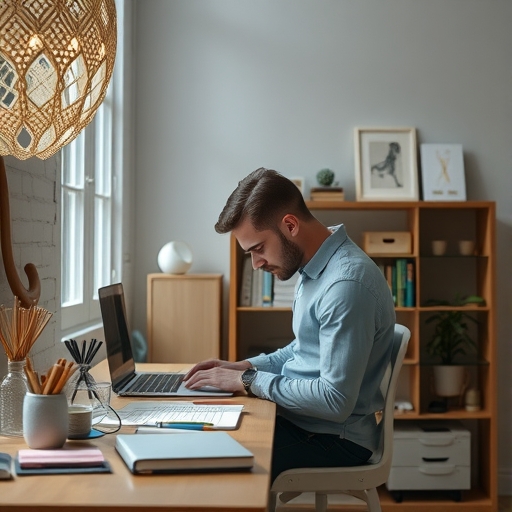 一位正在整理辦公桌的人