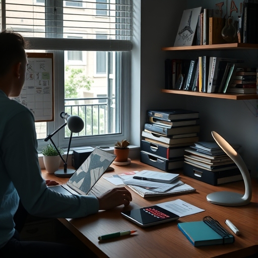 一位正在整理辦公桌的人