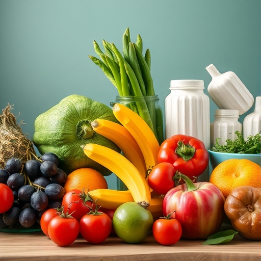 桌上擺放著色彩繽紛的新鮮蔬果