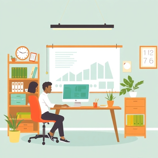 一張描繪高效工作場所的插圖
