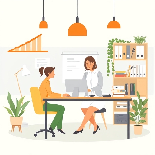 一張描繪高效工作場所的插圖