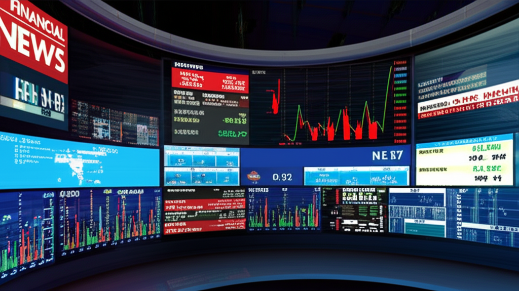 顯示金融數據與圖表的數位螢幕。