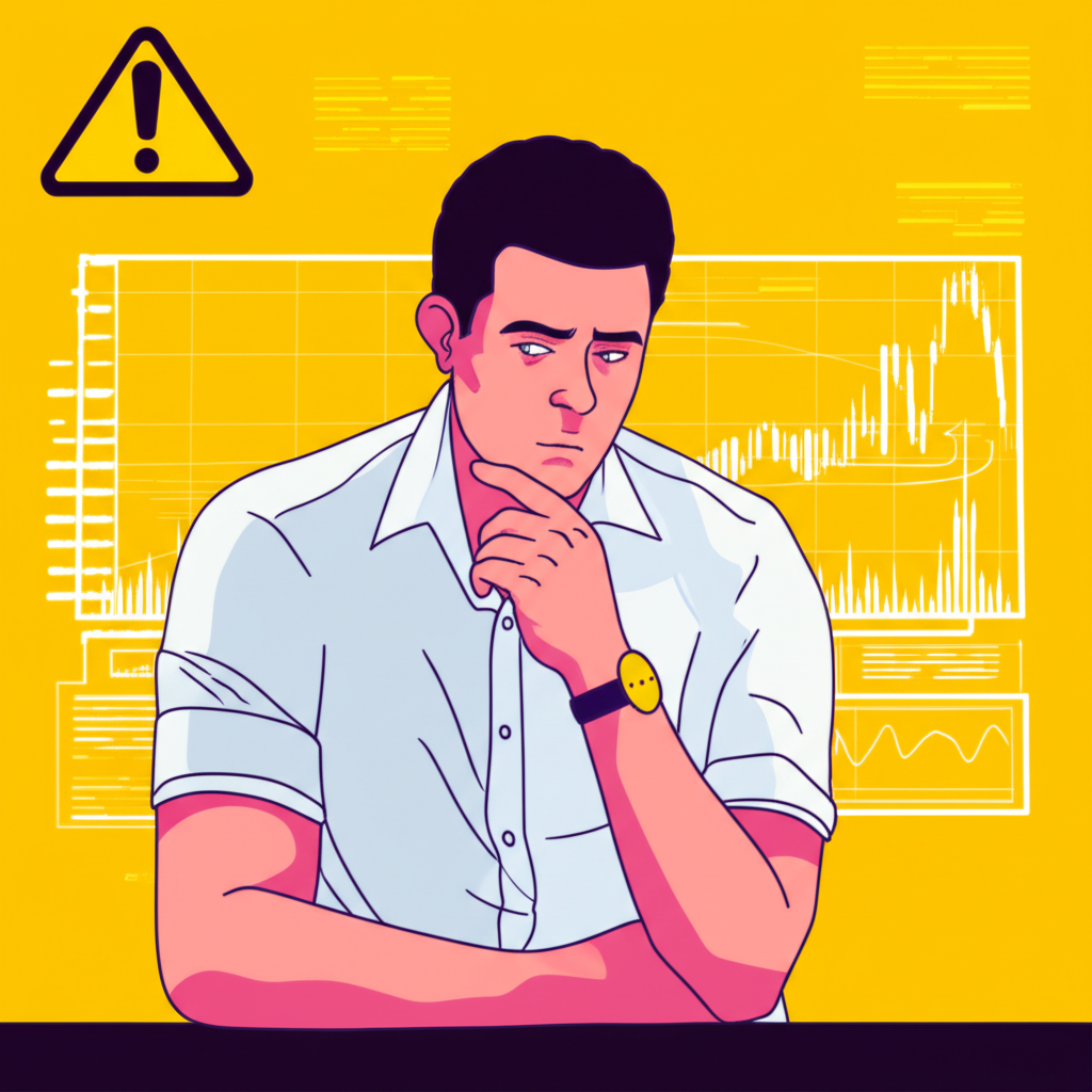 交易者觀察頂背離圖表並考慮風險管理