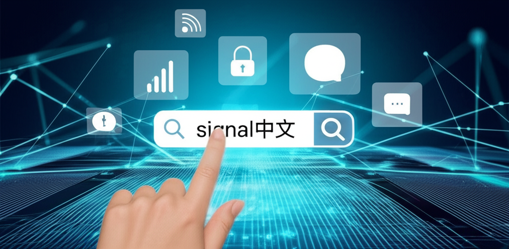 搜尋 Signal 中文時浮現的多重意義圖示,包括訊號、隱私鎖和聊天泡泡的數位景觀