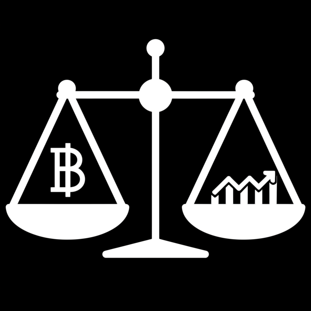 平衡投資組合的債券與股票,象徵穩健成長與風險管理