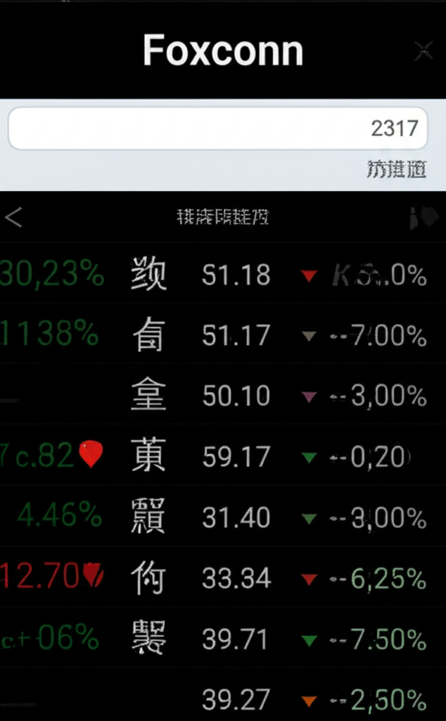 Foxconn 2317 a key Taiwan stock its daily stock performance is highly watched Investors can check real time data like price change volume open high low prices on financial platforms illustration