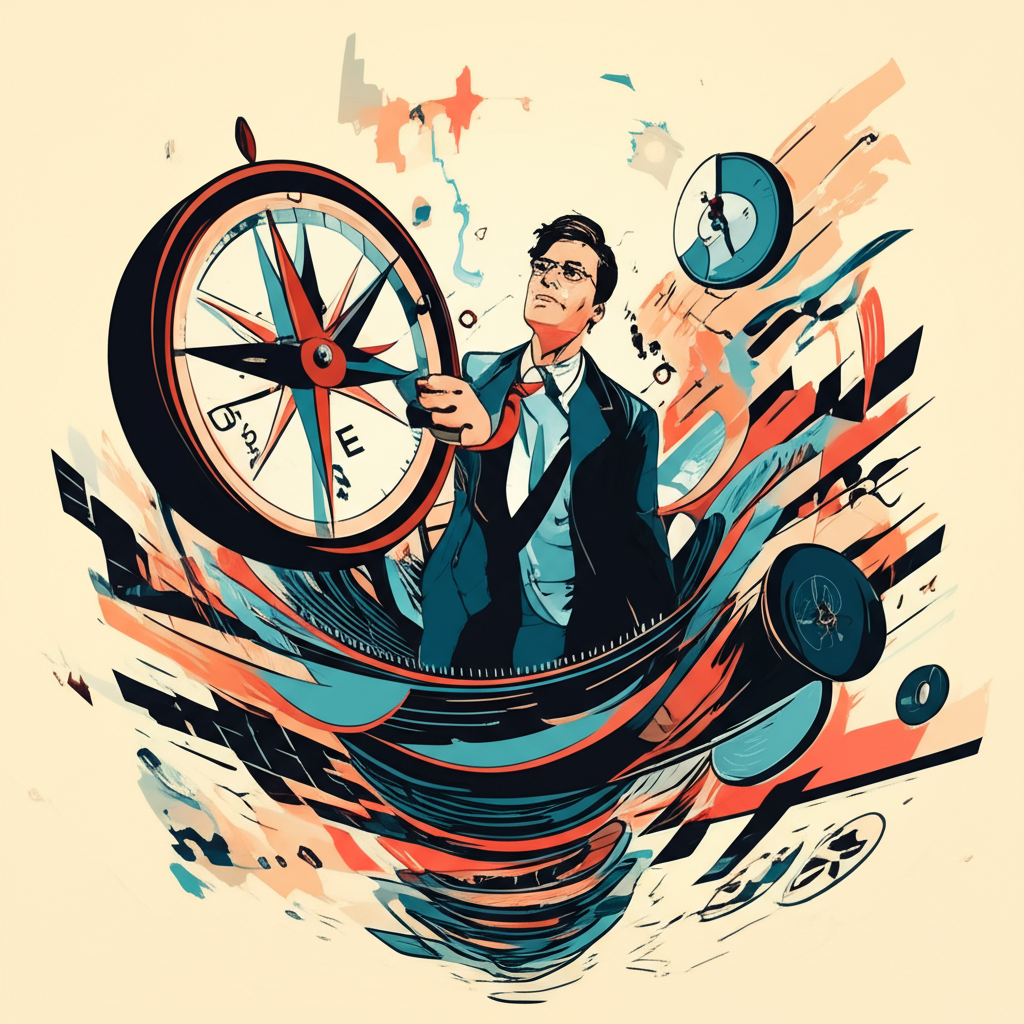 投資者使用指南針導航複雜金融市場的插圖