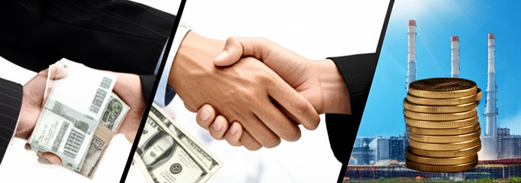 三個場景：交易風險握手與變動貨幣、換算風險財務報表與波動數字、經濟風險工廠與成本變化插圖