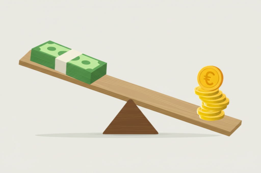 貨幣升值與貶值見鋸插圖,展現匯率波動的相對關係