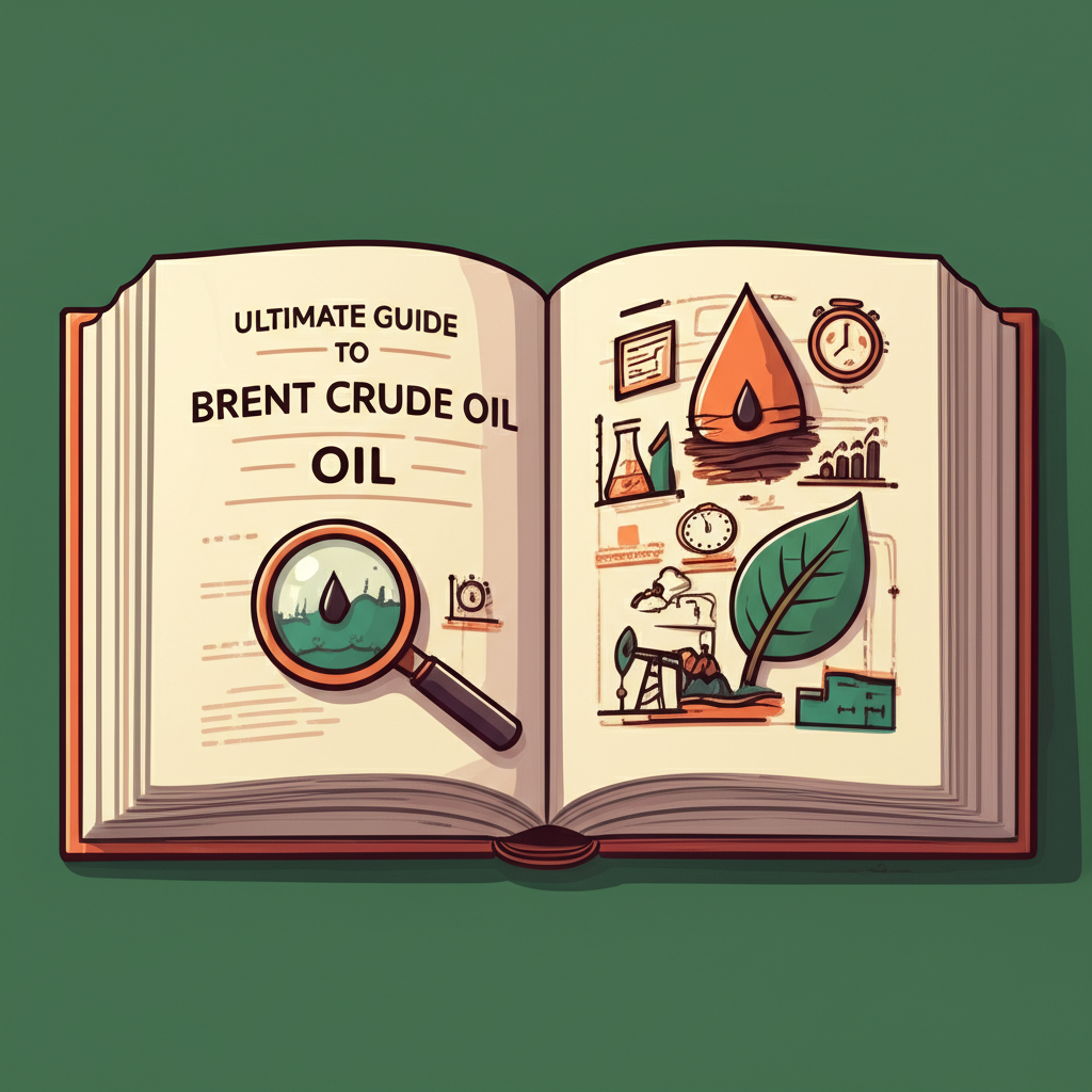 布蘭特原油終極指南開放書籍,內含定義、歷史、品質、因素、投資策略與能源轉型挑戰圖示